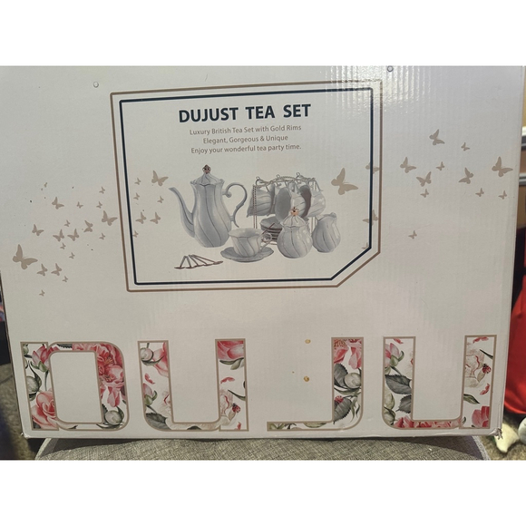 DUJUST Tea Set, Pink, 15-Piece - Picture 4 of 4